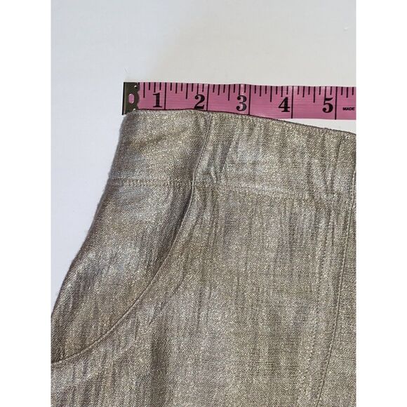 J. JILL Shimmer Pintuck Pleat Skirt A-Line Knee Length Metallic Beige Size 14 - Picture 10 of 16